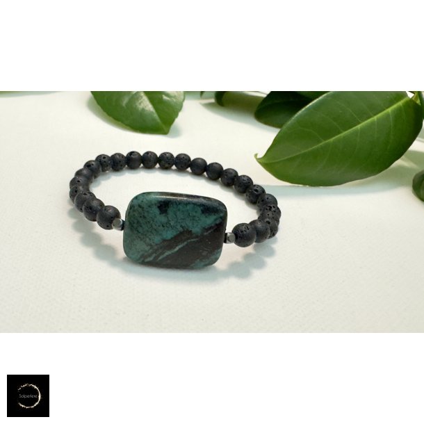 Malakit  og Lavasten armbnd