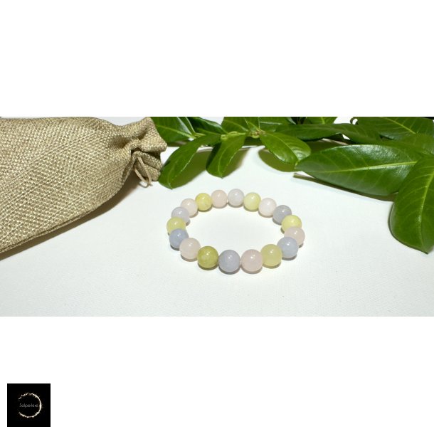 Rose Quartz, Celestine og Lizardite armbnd