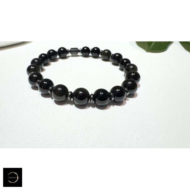  Obsidian og Hmatit armbnd   
